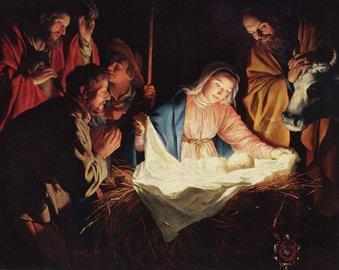 Seimukuva, jossa valo loistaa Marian ja Jeesus-vauvan ylle.